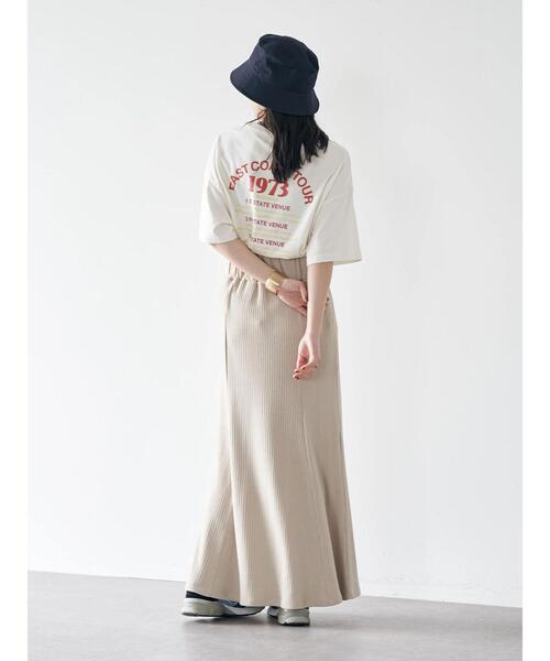 earth music&ecology（アースミュージックアンドエコロジー）の「リブセミフレアスカート（スカート・レディース・ブラック/ライトベージュ/ライトブラウン/パープル・FREE）」の5枚目の写真