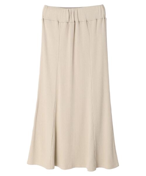 earth music&ecology（アースミュージックアンドエコロジー）の「リブセミフレアスカート（スカート・レディース・ブラック/ライトベージュ/ライトブラウン/パープル・FREE）」の7枚目の写真