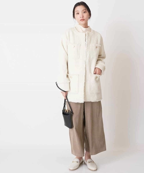 a.v.v（アーヴェヴェ）の「ツイードミドルジャケット（ノーカラージャケット・レディース・ホワイト/ブラック・38/36）」の13枚目の写真