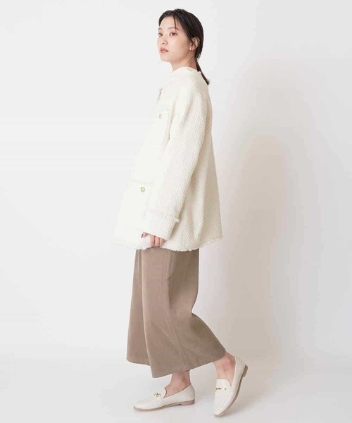 a.v.v（アーヴェヴェ）の「ツイードミドルジャケット（ノーカラージャケット・レディース・ホワイト/ブラック・38/36）」の17枚目の写真