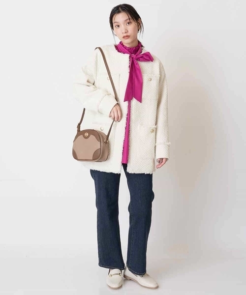 a.v.v（アーヴェヴェ）の「ツイードミドルジャケット（ノーカラージャケット・レディース・ホワイト/ブラック・38/36）」の10枚目の写真