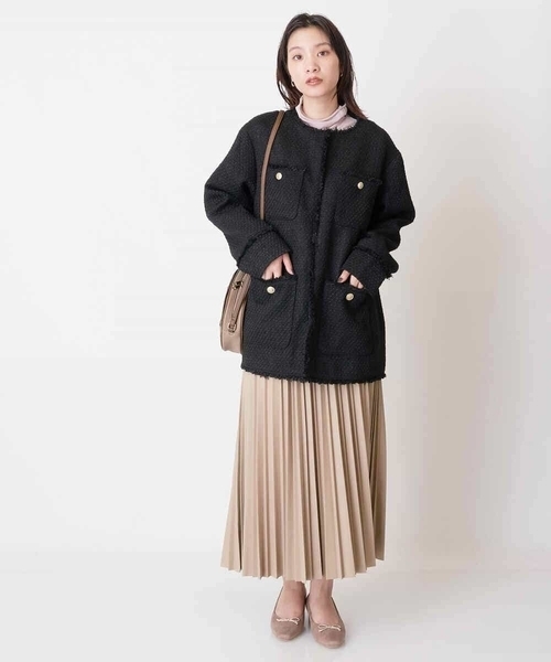 a.v.v（アーヴェヴェ）の「ツイードミドルジャケット（ノーカラージャケット・レディース・ホワイト/ブラック・38/36）」の21枚目の写真