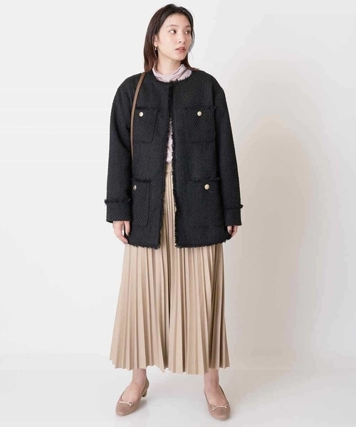 a.v.v（アーヴェヴェ）の「ツイードミドルジャケット（ノーカラージャケット・レディース・ホワイト/ブラック・38/36）」の18枚目の写真