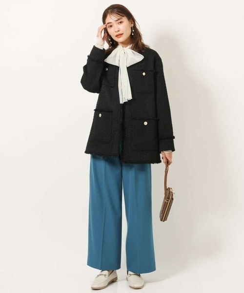 a.v.v（アーヴェヴェ）の「ツイードミドルジャケット（ノーカラージャケット・レディース・ホワイト/ブラック・38/36）」の11枚目の写真