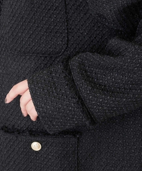 a.v.v（アーヴェヴェ）の「ツイードミドルジャケット（ノーカラージャケット・レディース・ホワイト/ブラック・38/36）」の12枚目の写真