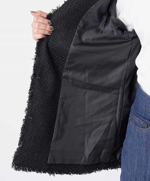 a.v.v（アーヴェヴェ）の「ツイードミドルジャケット（ノーカラージャケット・レディース・ホワイト/ブラック・38/36）」の16枚目の写真