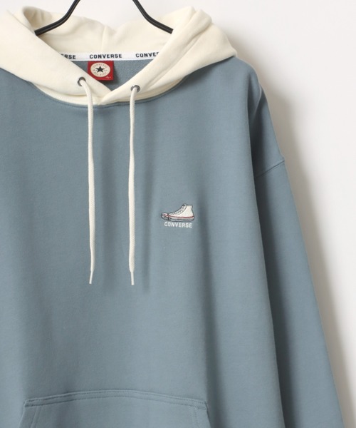CONVERSE(コンバース)の「CONVERSE/コンバース オーバーサイズ オールスター ロゴ ワンポイント刺繍 スウェット レディース メンズ トレーナー パーカー/配色フーディー(パーカー・メンズ・ブラック/ダークグリーン/オフホワイト/オートミール/ブラウン系その他/ベージュ系その他/グリーン系その他/ブルー系その他・LL/M/L)」の8枚目の写真