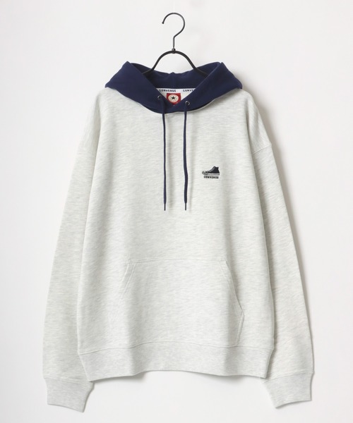 CONVERSE(コンバース)の「CONVERSE/コンバース オーバーサイズ オールスター ロゴ ワンポイント刺繍 スウェット レディース メンズ トレーナー パーカー/配色フーディー(パーカー・メンズ・ブラック/ダークグリーン/オフホワイト/オートミール/ブラウン系その他/ベージュ系その他/グリーン系その他/ブルー系その他・LL/M/L)」の13枚目の写真