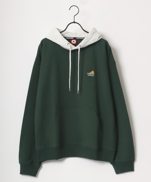 CONVERSE(コンバース)の「CONVERSE/コンバース オーバーサイズ オールスター ロゴ ワンポイント刺繍 スウェット レディース メンズ トレーナー パーカー/配色フーディー(パーカー・メンズ・ブラック/ダークグリーン/オフホワイト/オートミール/ブラウン系その他/ベージュ系その他/グリーン系その他/ブルー系その他・LL/M/L)」の9枚目の写真