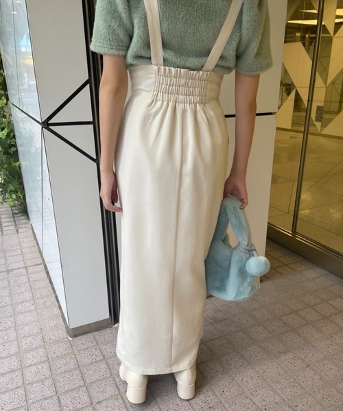 one after another NICE CLAUP（ワンアフターアナザーナイスクラップ）の「サス付きIラインスリットスカート（スカート・レディース・アイボリー/ホワイト系その他/スミクロ・FREE）」の12枚目の写真