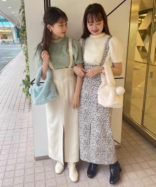 one after another NICE CLAUP（ワンアフターアナザーナイスクラップ）の「サス付きIラインスリットスカート（スカート・レディース・アイボリー/ホワイト系その他/スミクロ・FREE）」の4枚目の写真