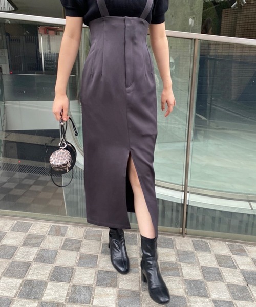 one after another NICE CLAUP（ワンアフターアナザーナイスクラップ）の「サス付きIラインスリットスカート（スカート・レディース・アイボリー/ホワイト系その他/スミクロ・FREE）」の13枚目の写真