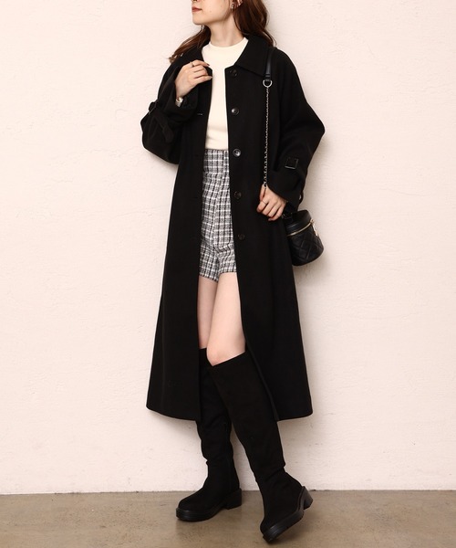 one after another NICE CLAUP（ワンアフターアナザーナイスクラップ）の「【WEB限定色あり】M,Lサイズ/ ステンカラーロングコート（ステンカラーコート・レディース・ブラック/アイボリー/ベージュ系/杢グレー・MEDIUM/LARGE）」の15枚目の写真