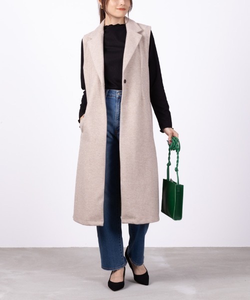 NAVY(ネイビー)の「ロング ジレ ベスト(ベスト・レディース・グレー/ブラック/ベージュ・M/L)」の7枚目の写真