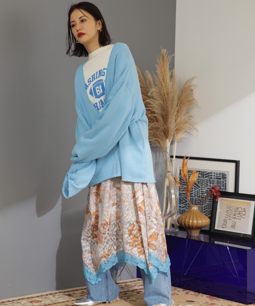 CREOLME（クレオルム）の「(CREOLME)Vネックビッグプルオーバー（スウェット・レディース・ネイビー/グレー/ブルー・ONE SIZE）」の15枚目の写真