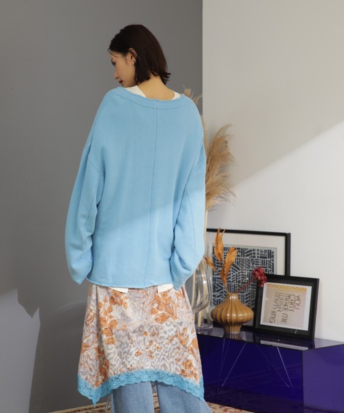 CREOLME（クレオルム）の「(CREOLME)Vネックビッグプルオーバー（スウェット・レディース・ネイビー/グレー/ブルー・ONE SIZE）」の12枚目の写真