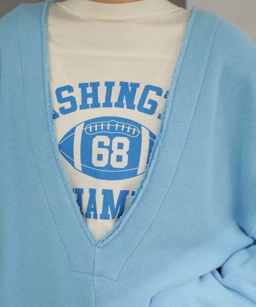 CREOLME（クレオルム）の「(CREOLME)Vネックビッグプルオーバー（スウェット・レディース・ネイビー/グレー/ブルー・ONE SIZE）」の11枚目の写真