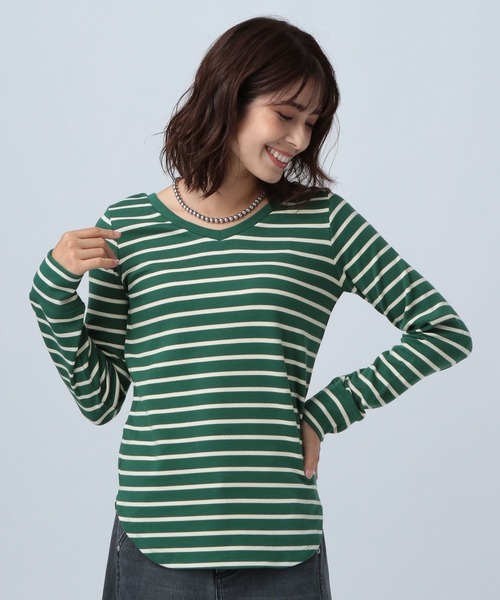 BAYFLOW(ベイフロー)の「2WAYストレッチスムース(Tシャツ/カットソー・レディース・ホワイト/オフホワイト/ブラック/モカ/グリーン/カーキ・SMALL/LARGE/MEDIUM)」の6枚目の写真