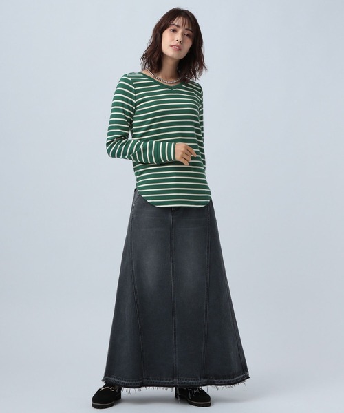 BAYFLOW(ベイフロー)の「2WAYストレッチスムース(Tシャツ/カットソー・レディース・ホワイト/オフホワイト/ブラック/モカ/グリーン/カーキ・SMALL/LARGE/MEDIUM)」の8枚目の写真