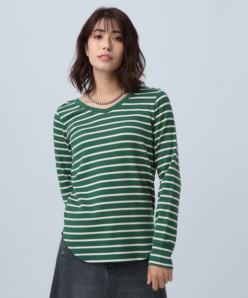 BAYFLOW(ベイフロー)の「2WAYストレッチスムース(Tシャツ/カットソー・レディース・ホワイト/オフホワイト/ブラック/モカ/グリーン/カーキ・SMALL/LARGE/MEDIUM)」の9枚目の写真