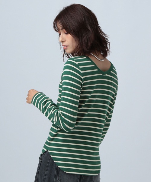 BAYFLOW(ベイフロー)の「2WAYストレッチスムース(Tシャツ/カットソー・レディース・ホワイト/オフホワイト/ブラック/モカ/グリーン/カーキ・SMALL/LARGE/MEDIUM)」の11枚目の写真