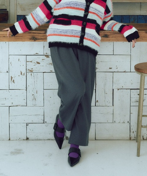 manana suerte(マニャーナスエルテ)の「ウールタッチタックパンツ/サイズ展開あり(その他パンツ・レディース・ブラック/アイボリー/ダークパープル/チャコールグレー・FREE/2)」の3枚目の写真