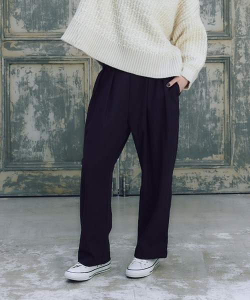 manana suerte(マニャーナスエルテ)の「ウールタッチタックパンツ/サイズ展開あり(その他パンツ・レディース・ブラック/アイボリー/ダークパープル/チャコールグレー・FREE/2)」の1枚目の写真