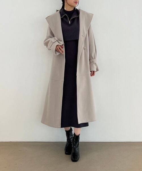 MAJESTIC LEGON（マジェスティックレゴン）の「ハーフジップベストセットワンピース（ワンピース・レディース・ベージュ/チャコールグレー/アイボリー・MEDIUM）」の9枚目の写真