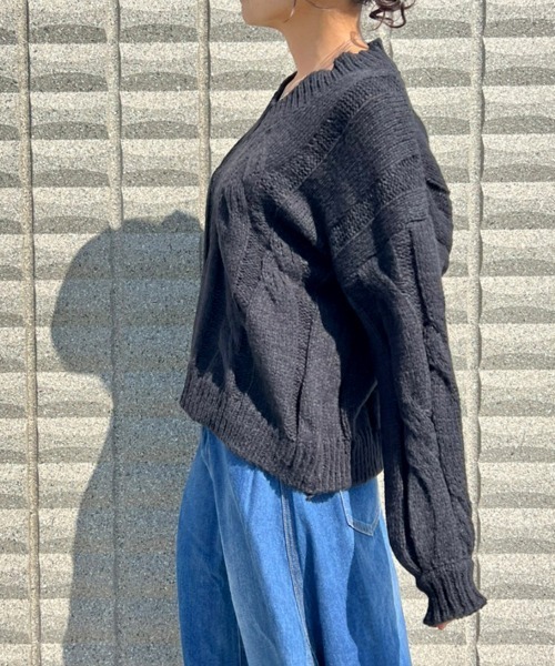 BEATJIVE(ビートジャイブ)の「Vネック ニット セーター レディース(ニット/セーター・レディース・ピンク/グレー/ホワイト/ブラック/レッド・FREE)」の14枚目の写真