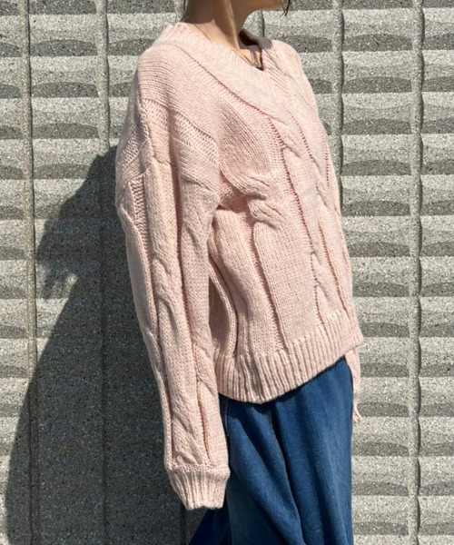 BEATJIVE(ビートジャイブ)の「Vネック ニット セーター レディース(ニット/セーター・レディース・ピンク/グレー/ホワイト/ブラック/レッド・FREE)」の12枚目の写真