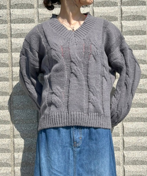 BEATJIVE(ビートジャイブ)の「Vネック ニット セーター レディース(ニット/セーター・レディース・ピンク/グレー/ホワイト/ブラック/レッド・FREE)」の22枚目の写真