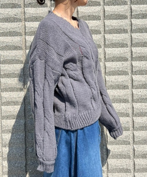 BEATJIVE(ビートジャイブ)の「Vネック ニット セーター レディース(ニット/セーター・レディース・ピンク/グレー/ホワイト/ブラック/レッド・FREE)」の19枚目の写真