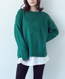 男女兼用 モヘアタッチ ワイドオーバーサイズ ドロップショルダー プルオーバー ニット