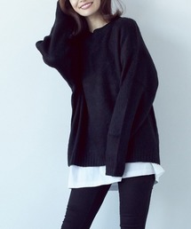 男女兼用 モヘアタッチ ワイドオーバーサイズ ドロップショルダー プルオーバー ニット