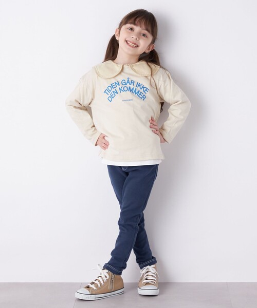 SHIPS any（シップス エニィ）の「SHIPS any: ビックカラー ブラウス<KIDS>（シャツ/ブラウス・キッズ・ネイビー/ベージュ・S(110-120)/M(125-135)/L(140-150)）」の7枚目の写真