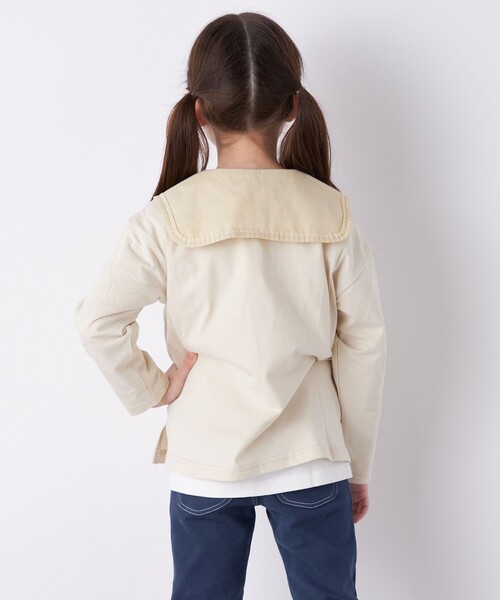 SHIPS any（シップス エニィ）の「SHIPS any: ビックカラー ブラウス<KIDS>（シャツ/ブラウス・キッズ・ネイビー/ベージュ・S(110-120)/M(125-135)/L(140-150)）」の8枚目の写真