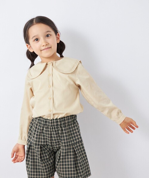 SHIPS any（シップス エニィ）の「SHIPS any: ビックカラー ブラウス<KIDS>（シャツ/ブラウス・キッズ・ネイビー/ベージュ・S(110-120)/M(125-135)/L(140-150)）」の10枚目の写真