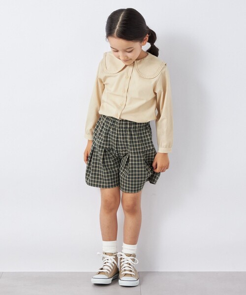 SHIPS any（シップス エニィ）の「SHIPS any: ビックカラー ブラウス<KIDS>（シャツ/ブラウス・キッズ・ネイビー/ベージュ・S(110-120)/M(125-135)/L(140-150)）」の14枚目の写真