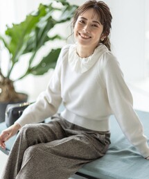 【マガジン掲載】ウールカシミヤブレンドバルキー タック スリーブ ニット(KL25)