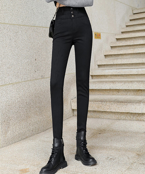 DAY CLOSET（デイ クローゼット）の「レディース 裏起毛ハイウエストベーシックスキニーデニムパンツ 冬（デニムパンツ・レディース・ブラック/グレー・XL/M/L/2XL/S）」の3枚目の写真