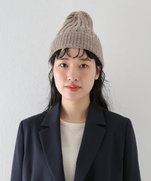 La TOTALITE（ラトータリテ）の「【SANTELLI FRANCESCA/サンテリフランチェスカ】リブニットCap（ニットキャップ/ビーニー・レディース・ベージュ/ブラック・FREE）」の10枚目の写真
