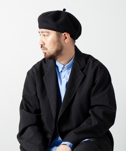 RACAL（ラカル）の「Basque Wool Beret / バスクウールベレー（ハンチング/ベレー帽・メンズ・チャコールグレー/ブラック/オフホワイト・MEDIUM/LARGE）」の2枚目の写真