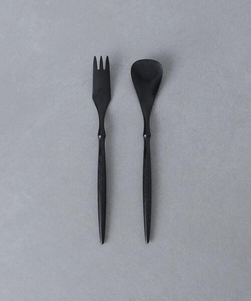 〈新品未使用〉BUSH アーミー デザートスプーン&フォーク ブラック ARAS＞デザート フォーク＆スプーン（カトラリー）｜ARAS（エイラス