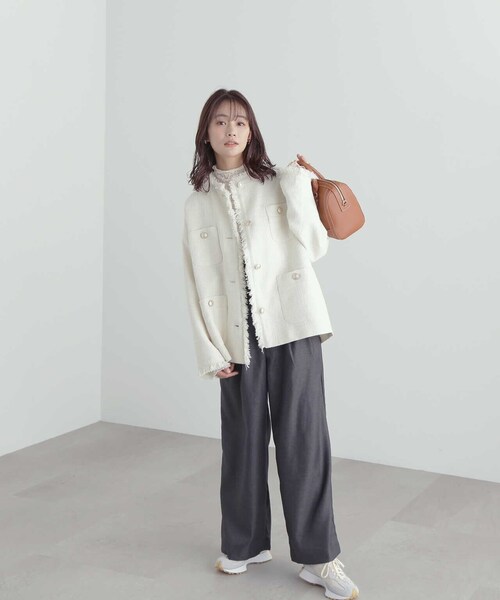 N.（N. Natural Beauty Basic）（エヌエヌナチュラルビューティーベーシック）の「◆コルセットベルトワイドパンツ（スラックス・レディース・ブルー/グレー・MEDIUM）」の20枚目の写真