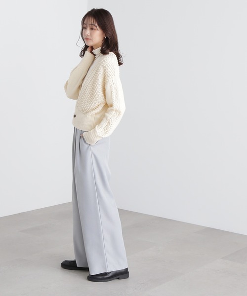 N.（N. Natural Beauty Basic）（エヌエヌナチュラルビューティーベーシック）の「◆コルセットベルトワイドパンツ（スラックス・レディース・ブルー/グレー・MEDIUM）」の3枚目の写真