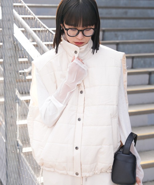 CIAOPANIC TYPY（チャオパニックティピー）の「中綿プリントベスト（ダウンベスト・レディース・グレー系その他/サックスブルー/ブラウン・ONE SIZE）」の5枚目の写真