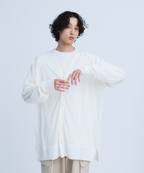 ADAM ET ROPE'（アダムエロペ）の「【WEB限定】麻調 ロングルーズ シアー サマーニット ロングカーディガン / ユニセックス（カーディガン/ボレロ・メンズ・ホワイト/ブラック/パープル/グレー/オレンジ・M/L）」の14枚目の写真