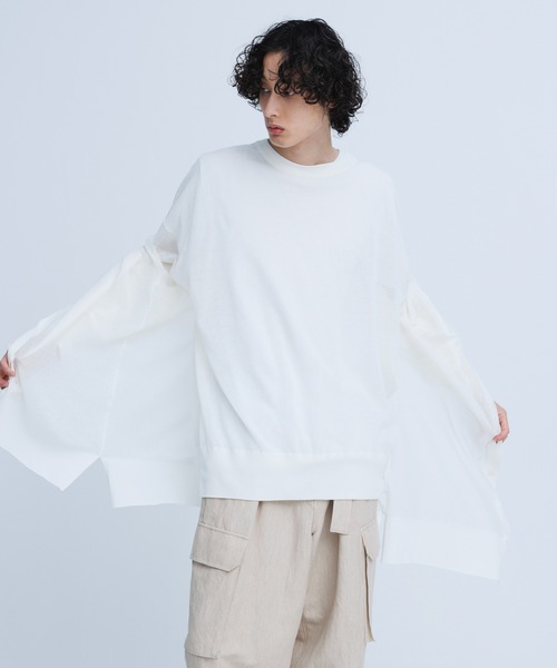 ADAM ET ROPE'（アダムエロペ）の「【WEB限定】麻調 ロングルーズ シアー サマーニット ロングカーディガン / ユニセックス（カーディガン/ボレロ・メンズ・ホワイト/ブラック/パープル/グレー/オレンジ・M/L）」の15枚目の写真