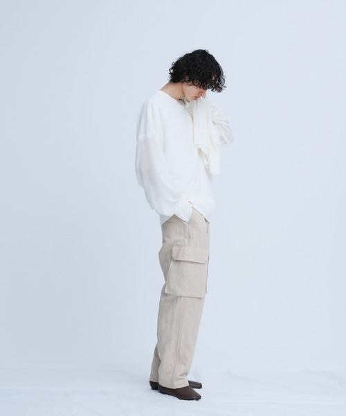 ADAM ET ROPE'（アダムエロペ）の「【WEB限定】麻調 ロングルーズ シアー サマーニット ロングカーディガン / ユニセックス（カーディガン/ボレロ・メンズ・ホワイト/ブラック/パープル/グレー/オレンジ・M/L）」の21枚目の写真