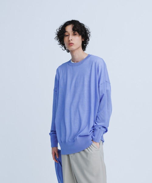 ADAM ET ROPE'（アダムエロペ）の「【WEB限定】麻調 ロングルーズ シアー サマーニット ロングカーディガン / ユニセックス（カーディガン/ボレロ・メンズ・ホワイト/ブラック/パープル/グレー/オレンジ・M/L）」の6枚目の写真